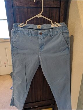 GAP Women's Light Blue Straight-Fit Girlfriend Chinos